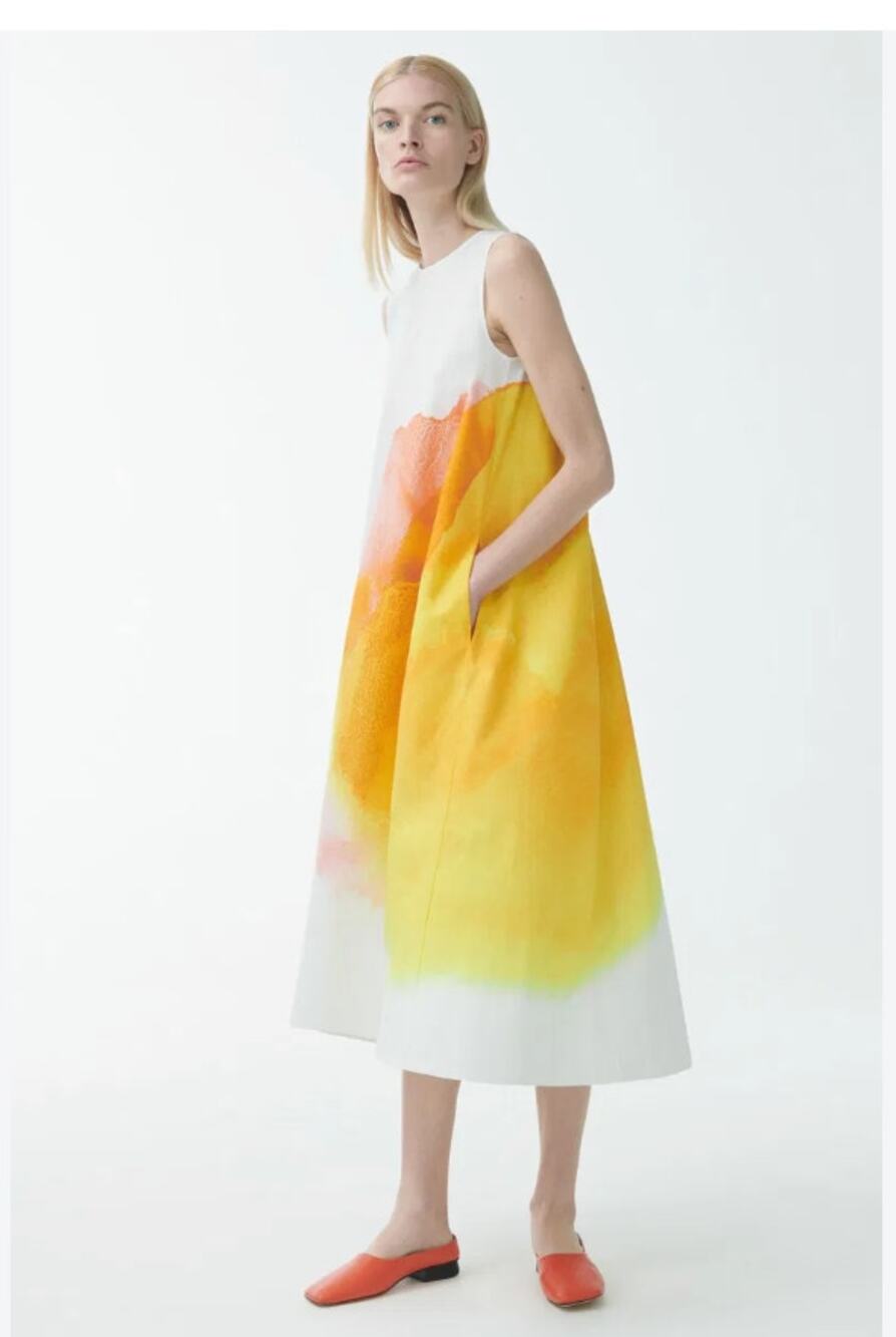 COS Organic Cotton Watercolour Print Maxi Dress US 12